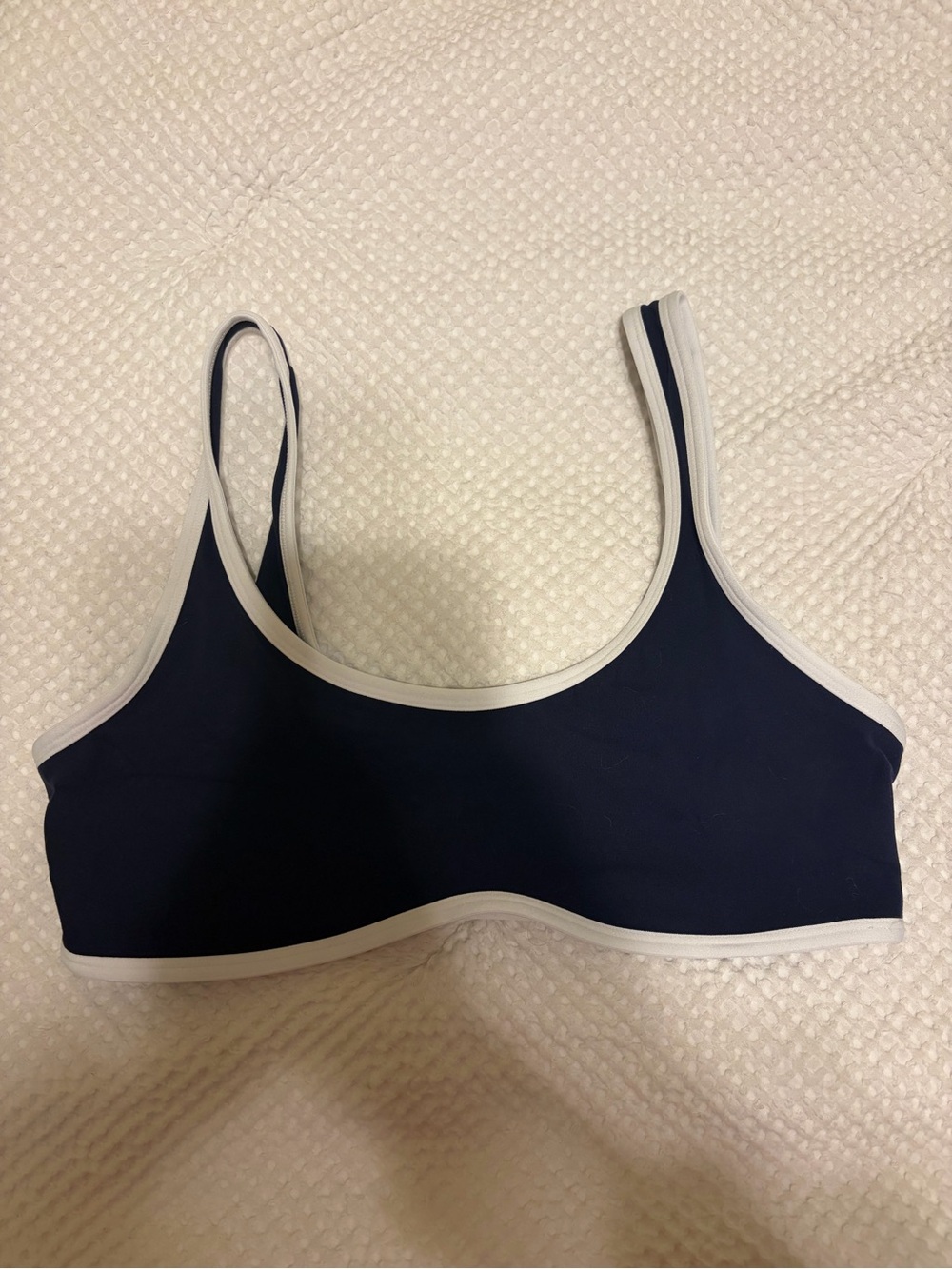 Navy and White Trim Sports Bra
